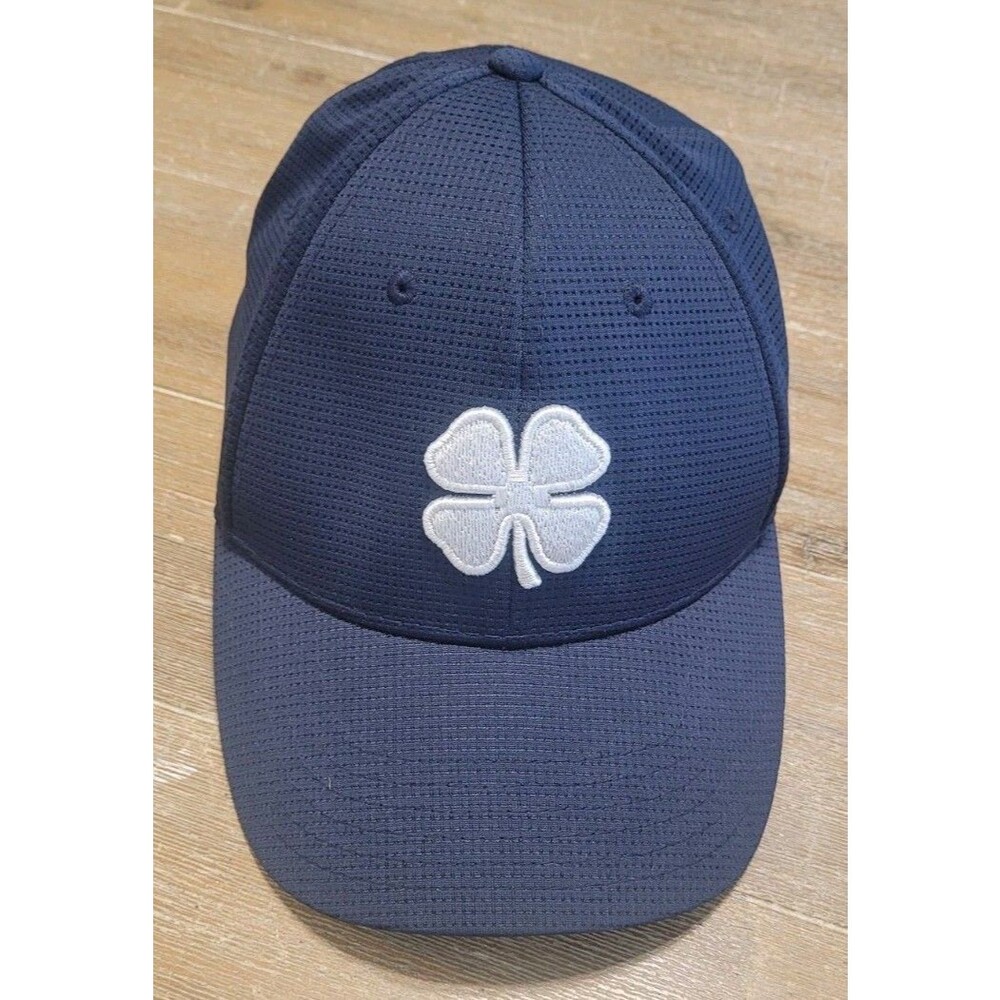 Black Clover Iron X Cap S/M Golf Hat Navy Blue Flexible Fit Live Lucky